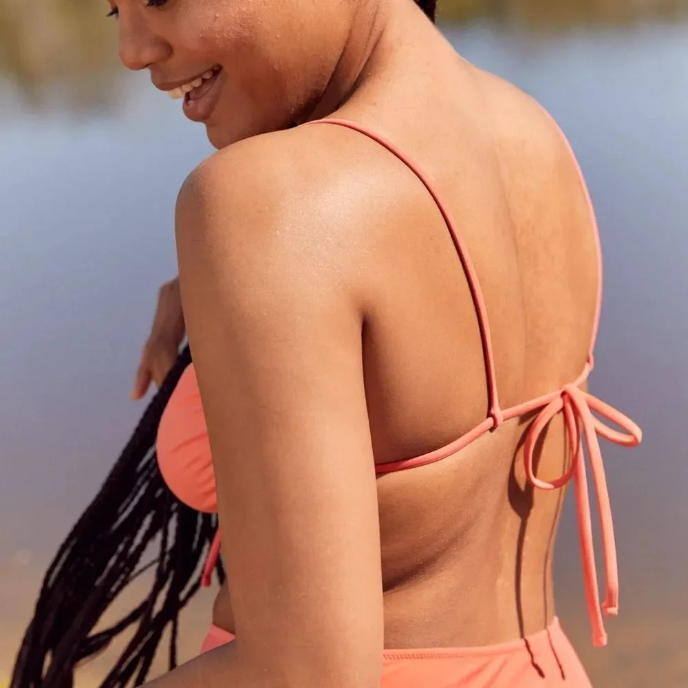 NEW Aerie Ruched Bandeau Bikini Top - Strawberry Small